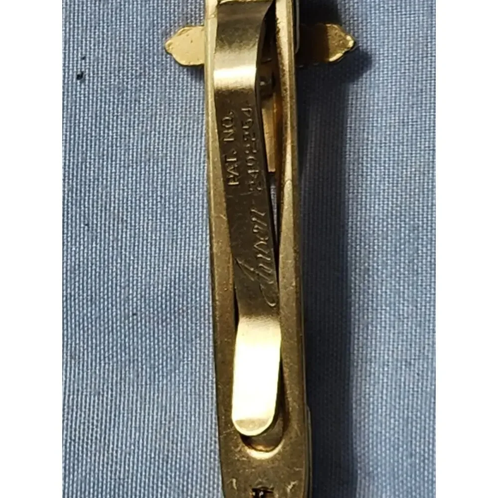 Vintage ANSON Gold Tone Sword Knife TIE CLIP 3 1/2” Pat 2492254